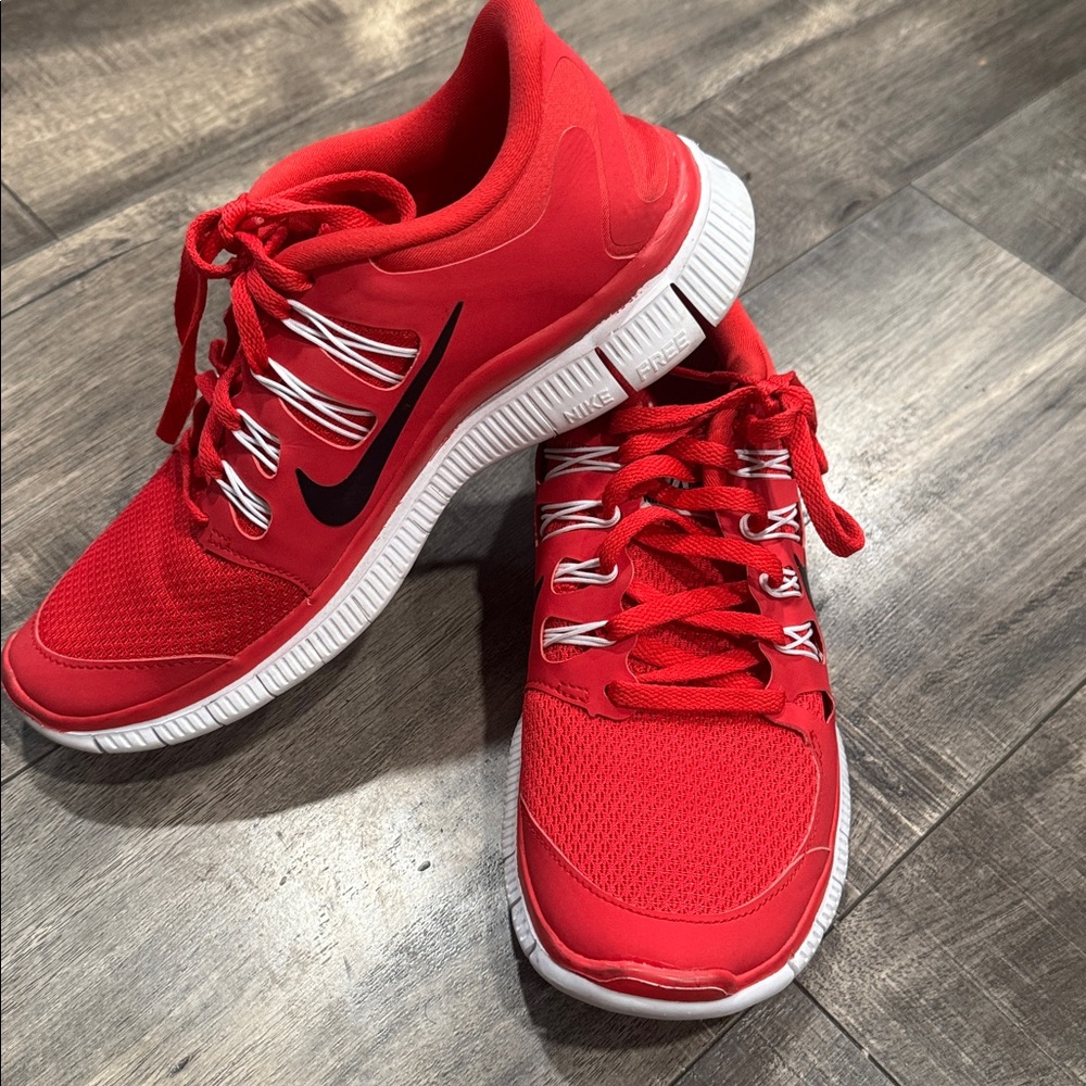 Nike Free 5.0 Red/White/Black Running Shoes Size 7